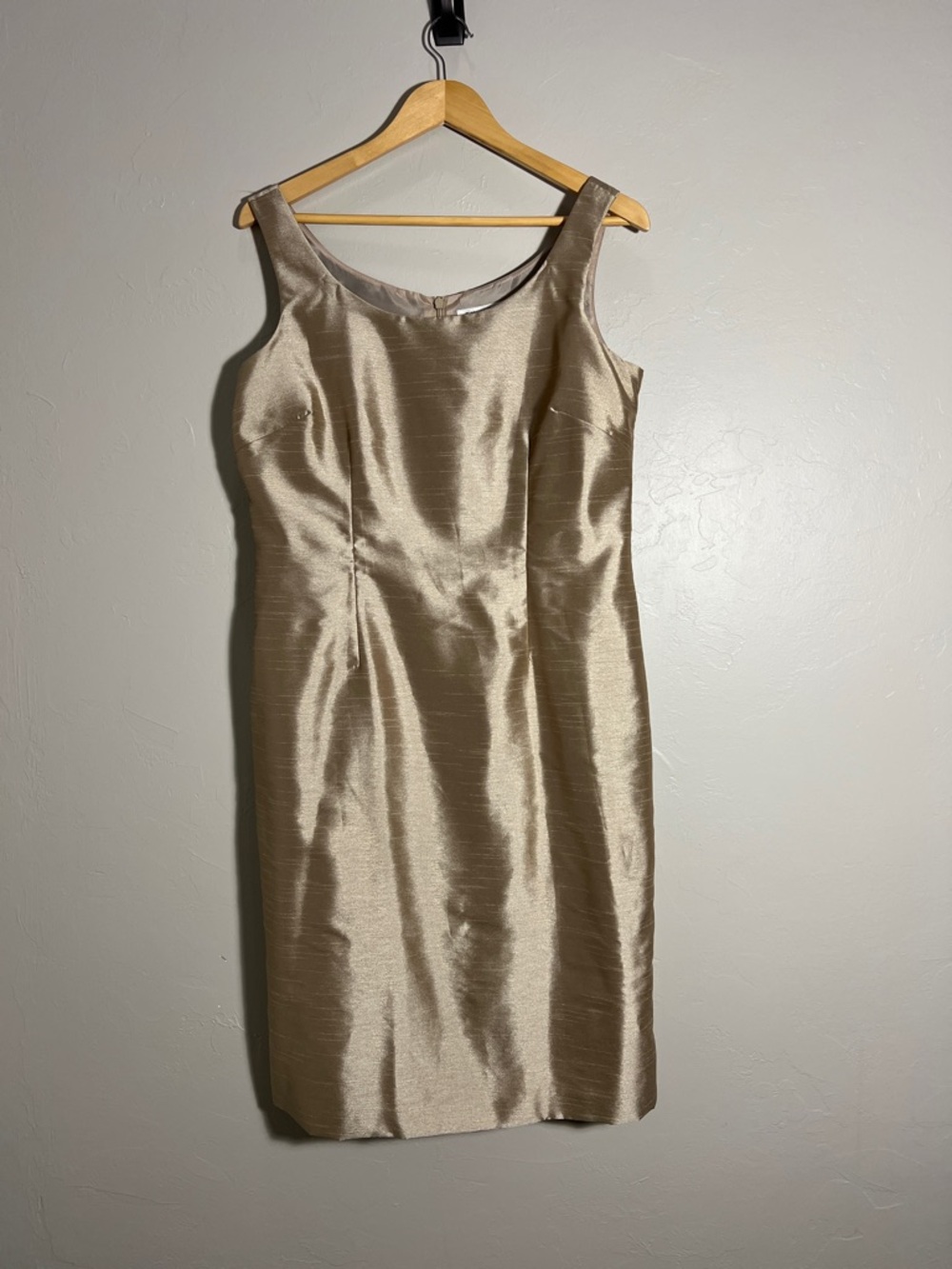 Coldwater Creek Shimmery Taupe Sheath Midi Dress